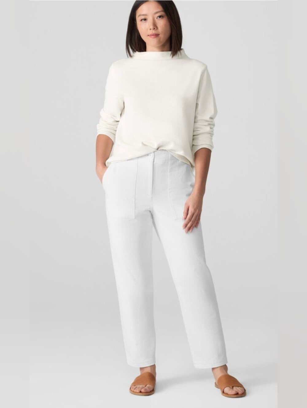 NWOT EILEEN FISHER Garment-Dyed Utility Cotton Tapered Pant Size XL